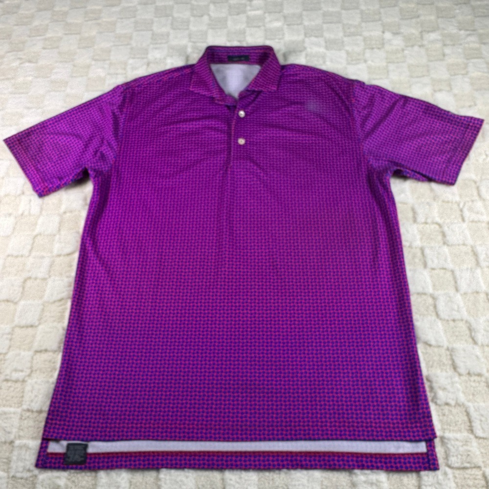 Turtleson Golf Polo Shirt Men's Medium Purple Blue AOP Short Sleeve‎ Performance